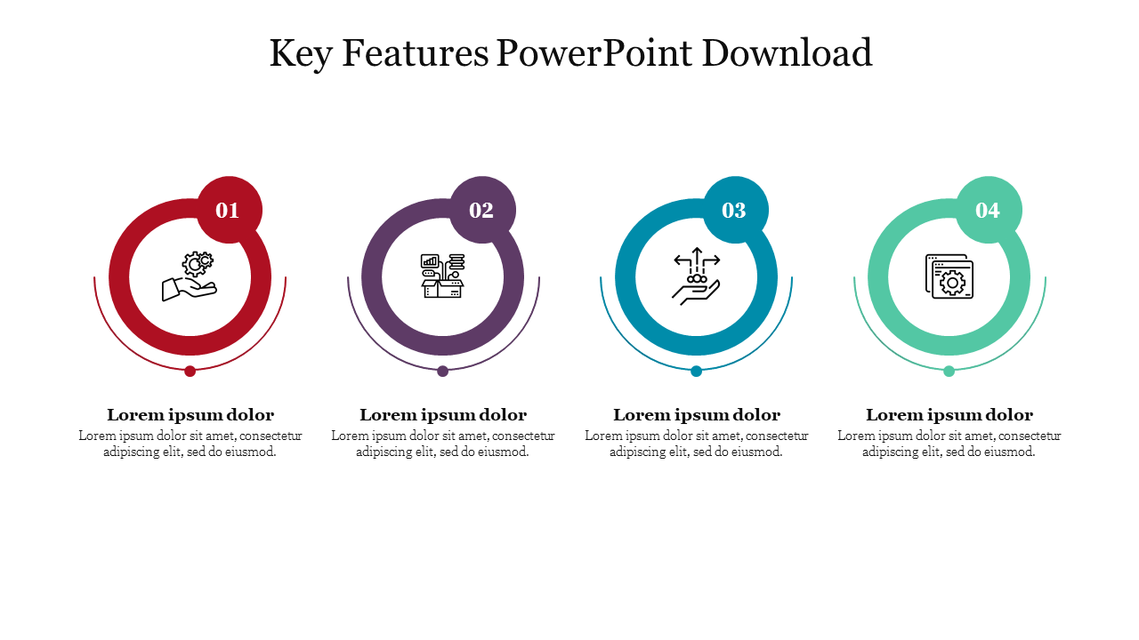 Four Node Key Features PowerPoint Download Template